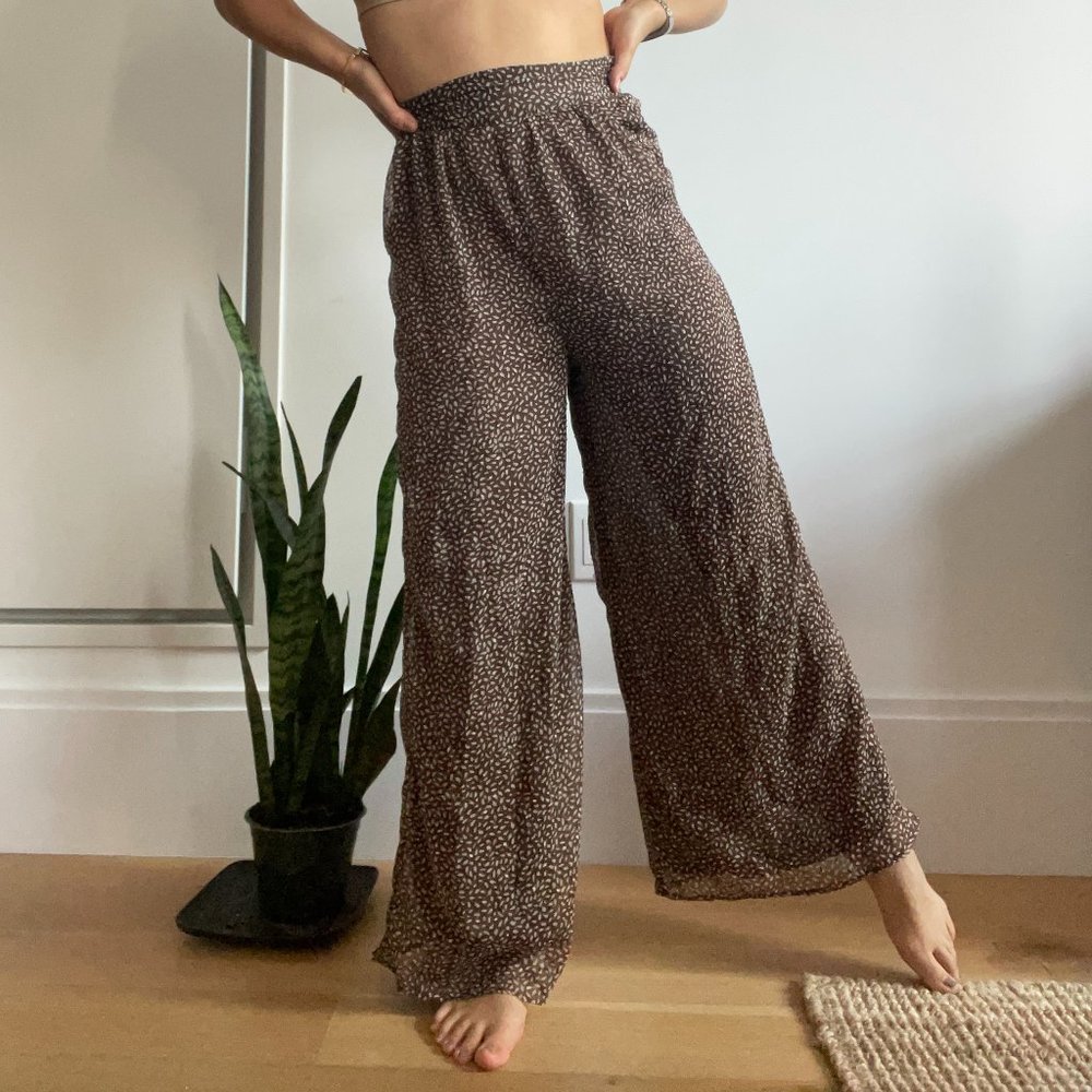 H&M patterned and lined loose wide leg flai pants Women's size EU 32, US 0, UK 4